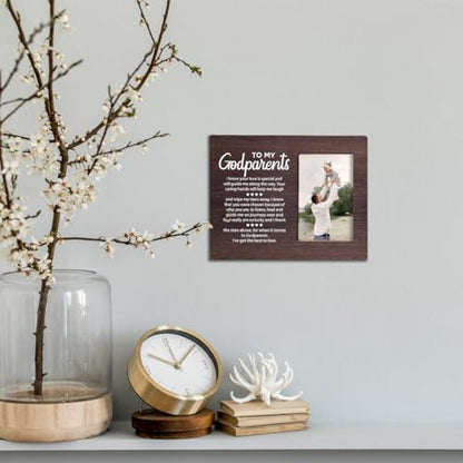 Wooden Godparents Photo Frame - Tabletop Display, Holds 4x6 Inches, Appreciation Gift - color: color