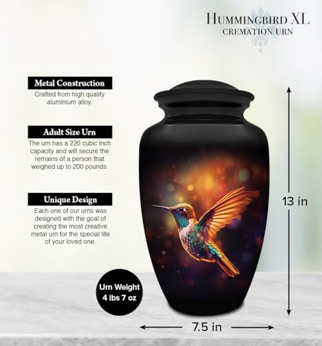 Hummingbird Urn - Extra Large Urn with Bag for Adult Ashes - color: Hummingbird, size: 1 Extra Large Urn