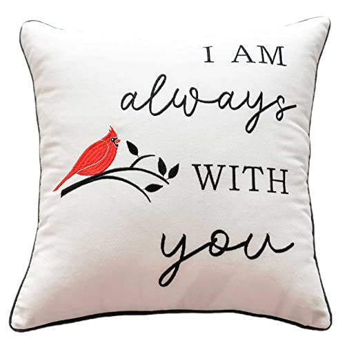Sympathy Red Cardinal Throw Pillow Cover,Memorial Throw Pillow Cover for Loss of Loved One Throw Pillow Cover 18 x 18 Inches Cover Only