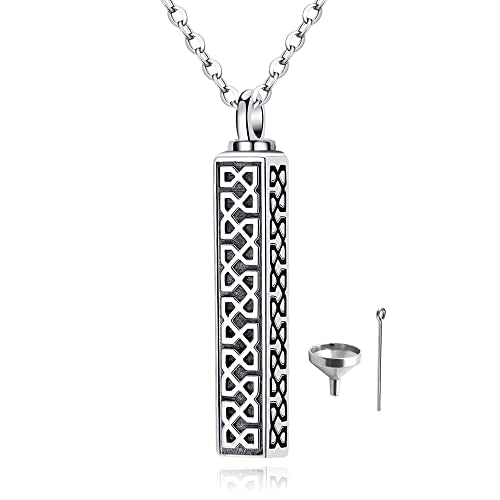 Sterling Silver Flower Tree Life Cremation Urn Necklace for Women - color: Bar *Celtic Sty2