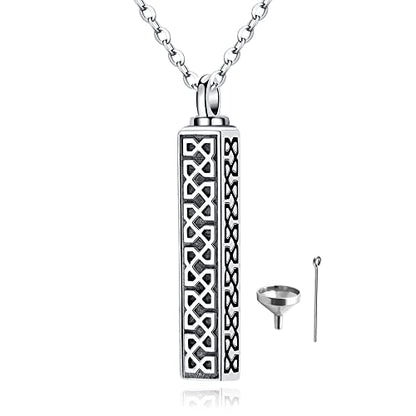 Sterling Silver Flower Tree Life Cremation Urn Necklace for Women - color: Bar *Celtic Sty2