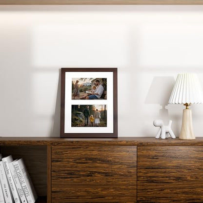 Vittanly 8x10 Collage Picture Frame, Displays 2Pcs 4x6 Pictures, Brown - color: Brown, size: 8x10