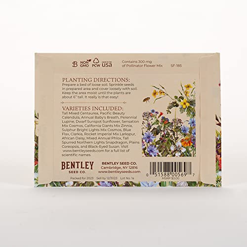 Bentley Pollination Celebration Wildflower Seed Packets, Non-GMO, Uncoated Flower Mix for Planting, Beautiful Garden Gift - style: Pollination Celebration