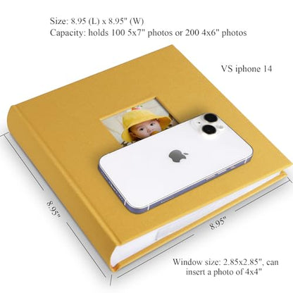 1DOT2 Photo Album with Writing Space,100 Pages,Linen Cover,IndianYellow - color: Indian Yellow