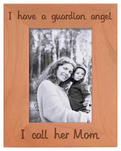Bereavement Mom Have Guardian Angel Wood Frame - Portrait 4x6 | Sentimental Photo Frame, Laser Engraved, Holds 4x6 Photo, Remembrance Gifts for Mom - size: 4x6 Photo - Portrait