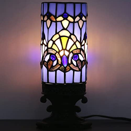 Small Tiffany Table Lamp Mini Stained Glass Desk LampBlue Baroque Style
