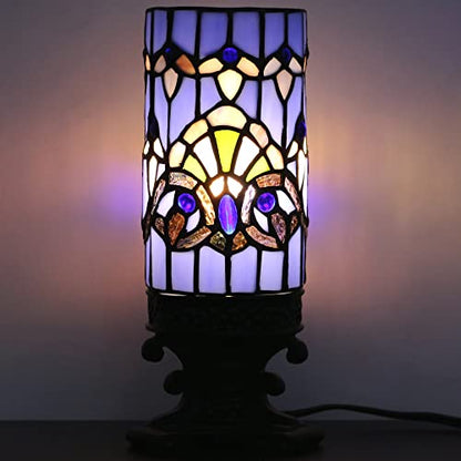 Small Tiffany Table Lamp Mini Stained Glass Desk LampBlue Baroque Style