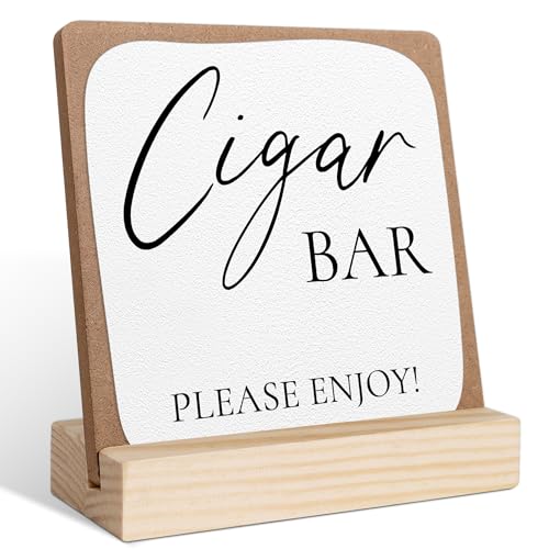 Cigar Bar Sign, Wedding Signs for Ceremony and Reception, Bridal Shower Centerpieces for Tables, Marriage Reception, Bridal Shower Party Favors, Wedding Sign with Wooden Base - color: cigar lounge deco