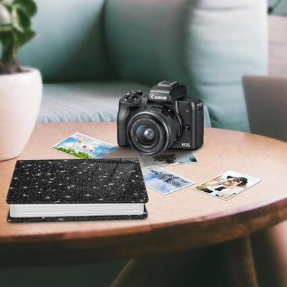 Fintie Photo Album 4x6 Photos - 112 Pockets Wallet Albums Memory Book | Vegan Leather Cover, 4X6 Picture Keepsakes, Family/Wedding/Travel Memory Book, Baby/Kids/Boys/Girls Gift, Glittering Black - color: Glittering Black