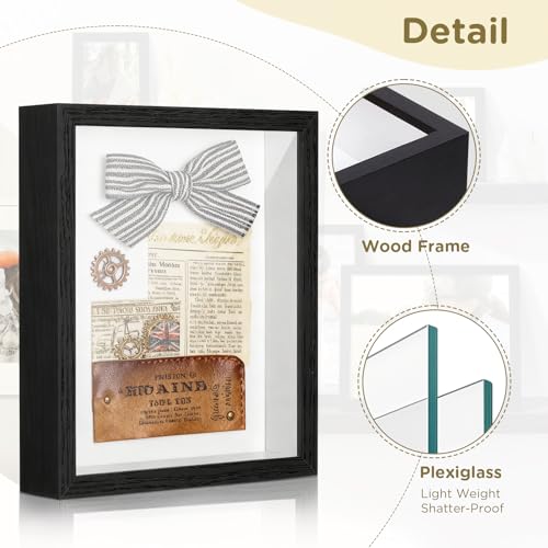 2 Pack Shadow Box Frame 11"x 14" - Wood Deep Shadowbox with Glass - size: 11×14-2pcs-black