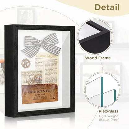 2 Pack Shadow Box Frame 11"x 14" - Wood Deep Shadowbox with Glass - size: 11×14-2pcs-black