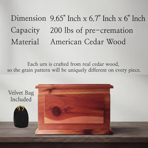AspenStudio Cedar Wooden Urn for Cremation Ashes Handcrafted Cedar Wooden Urn for Adult Human Ashes by Aspen Studio