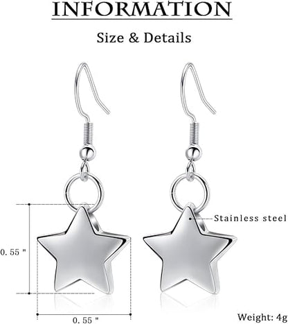 Heart Cremation Earring for Women Keepsake Memorial Urn Jewelry For Ashes - color: E-Sliver