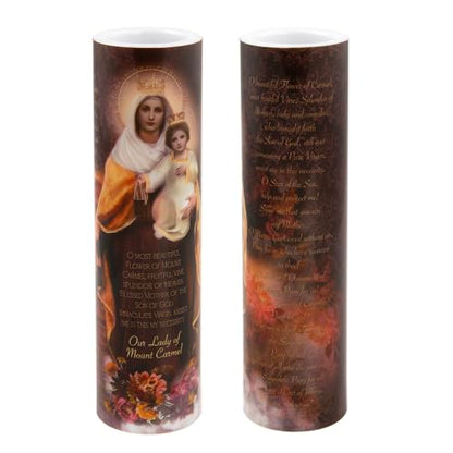 Our Lady of Mount Carmel LED Flameless Devotional Prayer Candle