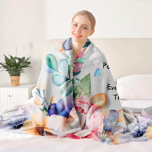 Christian Inspirational Quote Throw Blanket 50 x 60, Happy Moments Praise God Prayer Blanket, Faith Gift for Women Mom Sister Friend, Encouragement Get Well, Mothers Day Christmas (Christian)