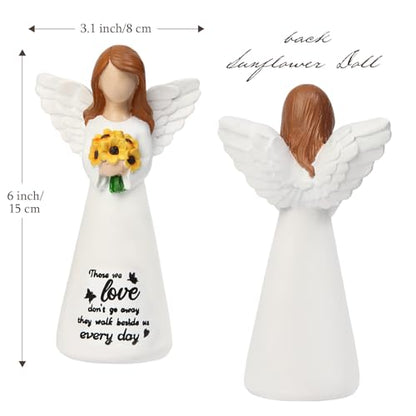 INLOMEM Sympathy Gifts for Loss of Loved One, Remembrance Gifts, Bereavement Gifts, Angel Gifts for Women, Memorial Gift for Loss of Dad Mom Grandmother, Angel Figurines (White)