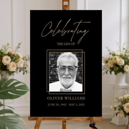 Personalized Funeral Photo Welcome Sign – In Loving Memory Yard Poster – Customizable Picture & Text - color: Version 20