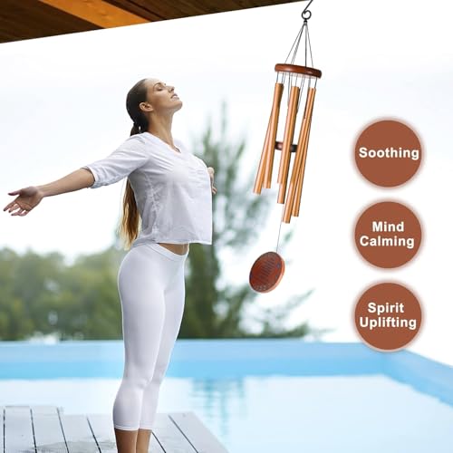 Memorial Wind Chimes for Outside – Sympathy Wind Chimes for Loss of Loved One, Bereavement Gifts for Loss of Dad, Mom, Baby, Brother, or Friend – Outdoor Remembrance Gift in Gold (Round Design) - size: Gold - Round Design