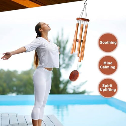 Memorial Wind Chimes for Outside – Sympathy Wind Chimes for Loss of Loved One, Bereavement Gifts for Loss of Dad, Mom, Baby, Brother, or Friend – Outdoor Remembrance Gift in Gold (Round Design) - size: Gold - Round Design