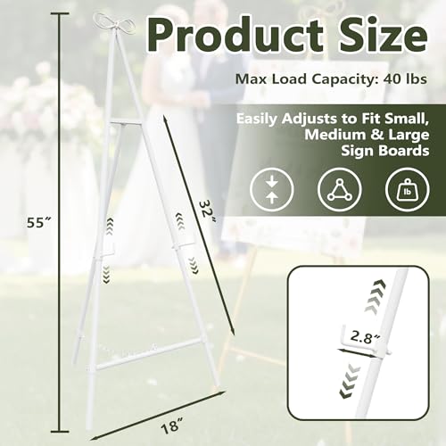 Easel Stand for Sign, Adjustable Easel Stand for Display, Metal Easel Display Stand Heavy Duty, White - color: White