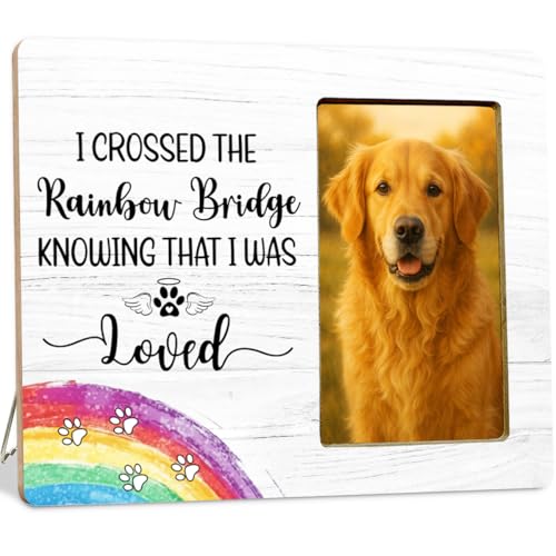 Rainbow Bridge Dog Memorial Gifts Picture Frame Loss of Dog, Pet Memorial Gifts Wooden Picture Frames for Dogs - color: Rainbow