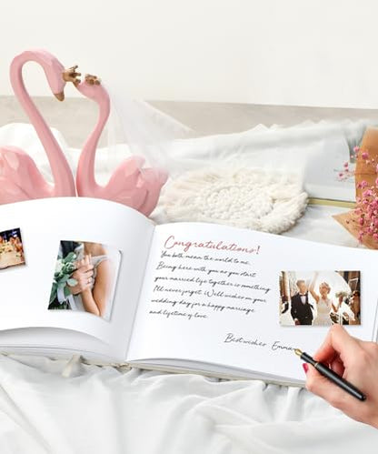 Lankaiva Wedding Guest Book, Guest Book Wedding Reception - Classic Baby Shower Guest Book, 100 Blank Pages for Bridal Shower Birthday Graduation Sign in and Photos, Beige - color: Beige