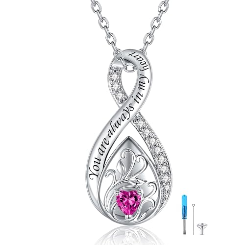 Sterling Silver Urn Necklace for Ashes for Women: Infinity Cremation Jewelry for Women - Ashes Keepsake Pendant Memorial Jewelry Gifts for A Loss of Loved Ones - color: rose