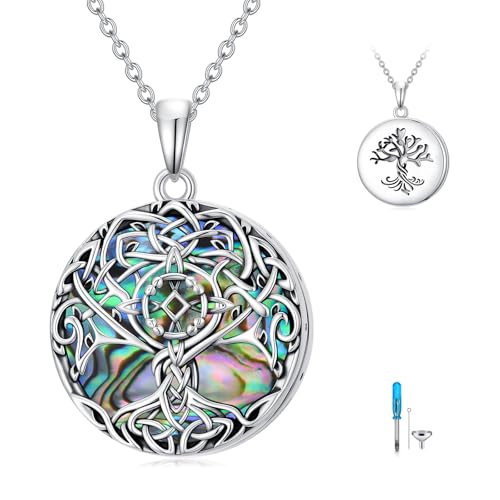 WINNICACA Urn Necklaces for Ashes 925 Sterling Silver Tree of Life Ash Necklace Cremation Jewelry Urn Pendants for Women Memorial Gifts for Birthday Christmas Funeral - style: 04-Urn