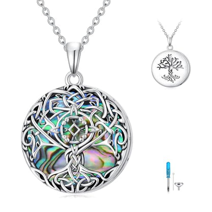WINNICACA Urn Necklaces for Ashes 925 Sterling Silver Tree of Life Ash Necklace Cremation Jewelry Urn Pendants for Women Memorial Gifts for Birthday Christmas Funeral - style: 04-Urn