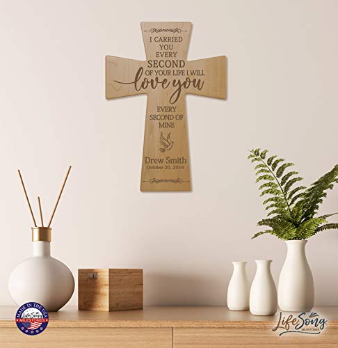 LifeSong Milestones Custom Memorial Wooden Cross 7x11 I Carried You (Dove) Condolence Funeral Remembrance in Loving Memory Bereavement Gift for Loss of Loved One (Maple) - color: Maple