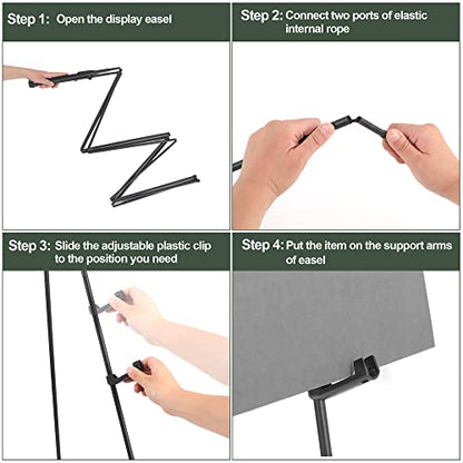 DANMO Easel Stand for Wedding Sign Poster 63'' Instant Display Easel for Floor Adjustable Metal Art Easel Black
