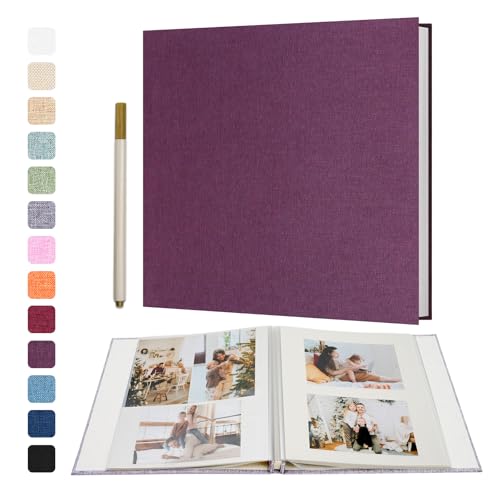 Vienrose Large Photo Album Self Adhesive for 4x6 5x7 8x10 Pictures Scrapbook Album DIY Scrap Book 40 Sticky Pages with A Metallic Pen | Scrapbook Album, 20 Sheets, 4x6 5x7 8x10 Photos, Metallic Pen, DIY Memory Book, Travel Photos, Birthday Gift - color: P