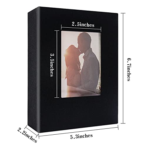 Vienrose 4x6 Photo Album,100 Pockets,Linen Cover with Window,Black | Cover Window, Acid Free Pages, Linen Hardcover, Baby Wedding Family Photos - color: Black, size: 100 Pocket