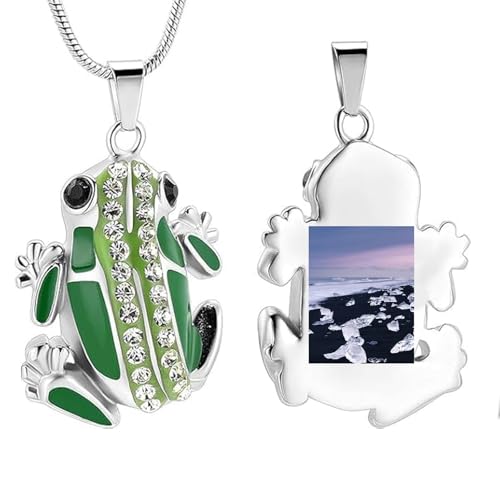 Frog Urn Necklace for Ashes Animals Cremation Jewelry Stainlee Steel Memorial Necklaces Keepsake Jewelry Ashe Holder Pendant for Human Ashes with Filling Kits - color: Customize-image