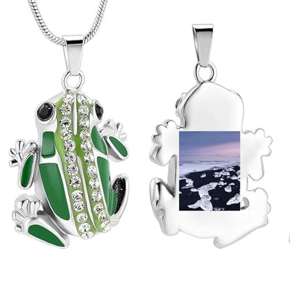 Frog Urn Necklace for Ashes Animals Cremation Jewelry Stainlee Steel Memorial Necklaces Keepsake Jewelry Ashe Holder Pendant for Human Ashes with Filling Kits - color: Customize-image