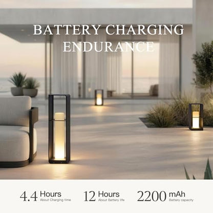 Modern Floor Lamp with Remote, Dusk to Dawn Outdoor Solar Lanterns - size: Medium-16.9"H