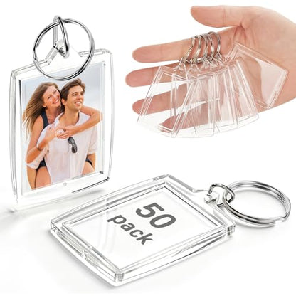 Clear Acrylic Photo Keychain Frames Double-Sided Picture Holders - size: 24 pack 1.57“ x 2.2”