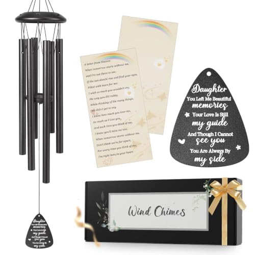 Memorial Gifts for Loss of Daughter, 25''Memorial Wind Chimes of Sympathy Gifts for Loss of Daughter,Condolence/Bereavement/Remembrance Gift,Windchimes in Memory,Funeral Decor for Garden Outside,Black - size: Daughter