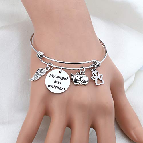 bobauna Pet Memorial Keychain My Angel Has Whiskers Pet Loss Jewelry Sympathy Loss Of Cat Gift For Cat Lover Family Friend - color: Cat Whiskers Bracelet