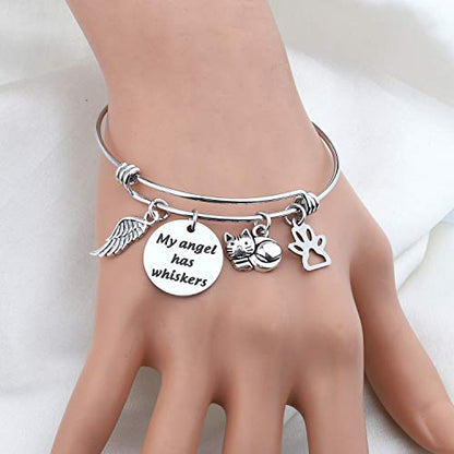 bobauna Pet Memorial Keychain My Angel Has Whiskers Pet Loss Jewelry Sympathy Loss Of Cat Gift For Cat Lover Family Friend - color: Cat Whiskers Bracelet