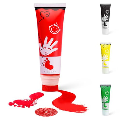 Baby Hand and Footprint Paint with Sponge Head, 2.54 fl oz, Non-Toxic & Acid-Free, Washable Baby Safe Paint for Newborn Keepsakes, Dog Nose & Paw Prints, Ideal New Mom Gift - Red - color: Red