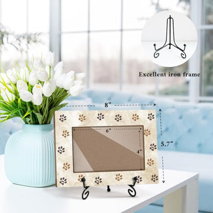 Pet Picture Frame Paw Print Frame Memorial Gifts for Cat Dog Mom Loss of Dog Cat Sympathy Desk Decor Photo Frame 4x6 Horizontal -small24 - style: Brown-Pet