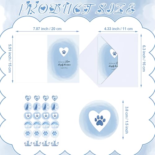 Geyoga 36 Set Pet Sympathy Card with Envelope Bulk, Soft Blue - color: Soft Blue