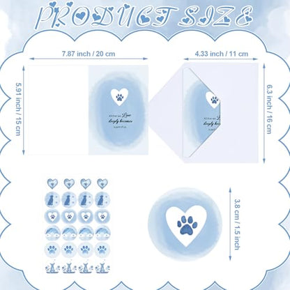 Geyoga 36 Set Pet Sympathy Card with Envelope Bulk, Soft Blue - color: Soft Blue