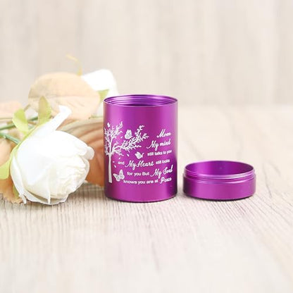 3 Inch Small Urn for Human Ashes Aluminum Mini Cremation Small Keepsake Urn for Sharing Ashes Mini Urn-Mom Purple - size: Purple-Mom
