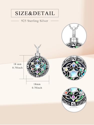 TOUPOP Tree of Life Urn Necklace for Ashes 925 Sterling Silver Cremation Jewelry Memorial Gifts Keepsake Jewelry with Funnel Filler for Women - style: 5-Lotus