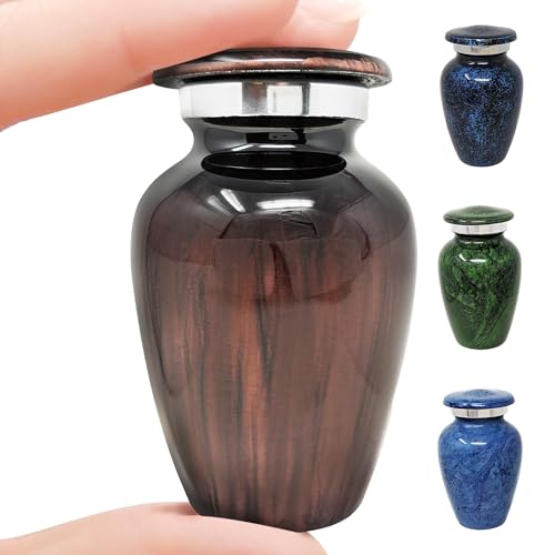 Small Keepsake Cremation Urns for Ashes | Keep Your Loved Ones Memory Close | Elegant Everlasting Tribute | Mini Personal Memorial for Remains, Hair, Dried Flowers, Sacred Earth | Threaded Lid | Brown - color: 1 Brown