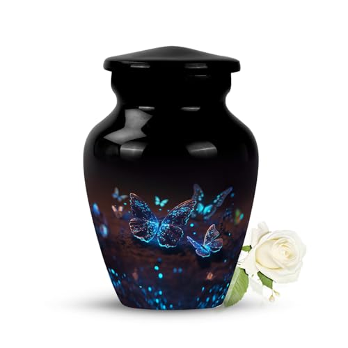 Purple Butterfly Urns for Ashes Adult Male-Keepsake Urn for Human Ashes | Funeral Urns for human ashes adult man - cremation urn for handmade mom and dad 3Inch 2 table spoon capacity - color: Purple Butterfly Ashes