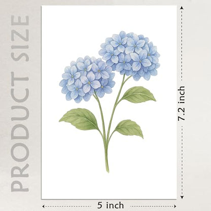 Cheerin 10 Pack Floral Cards with Envelopes - Elegant Hydrangea Stationary Cards - Flower Notecards Set for All Occasions - Hydrangea Stationery Gift 6x4 Inch