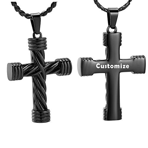 Imrsanl Cremation Jewelry for Ashes Cross Memorial Urn Necklace Pendant Keepsake Religious Cross Ashes Jewelry - color: Customzie